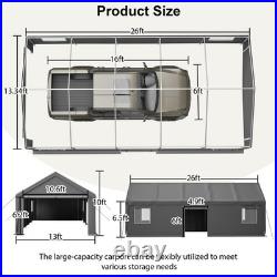 13'x26' Heavy Duty Carport Steel Canopy Tent Garage Shed withRoll-up Doors