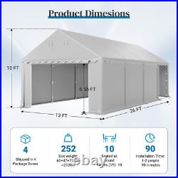 13'x26' Outdoor Storage Shed Commericial Canopy with Sidewalls Portable Shelter