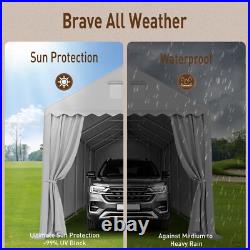 13'x32' Carport Canopy with Doors Heavy Duty Outdoor Tent Storage Shelter Garage