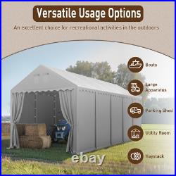 13'x32' Carport Canopy with Doors Heavy Duty Outdoor Tent Storage Shelter Garage