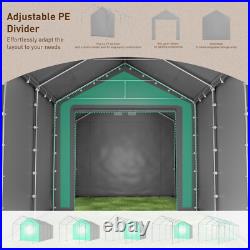 13'x32' Carport Canopy with Doors Heavy Duty Outdoor Tent Storage Shelter Garage