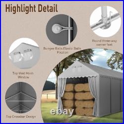 13'x32' Carport Canopy with Doors Heavy Duty Outdoor Tent Storage Shelter Garage