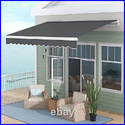 13'x8' Manual Retractable Sun Shade Shelter Outdoor Patio Awning Canopy Gray