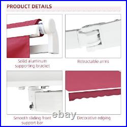 13'x8' Retractable Awning Patio Sunshade Shelter Manual Crank for Deck Balcony