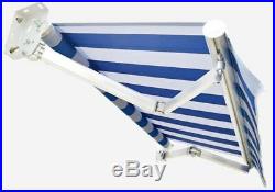 13FT×10FT Awning Cover outdoor Aluminum Patio, Sunshade BLUE AND WHITE STRIPE
