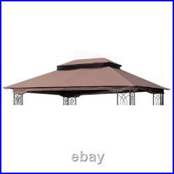 13x10 Ft Patio Double Roof Gazebo Replacement Canopy Top Fabric, Brown
