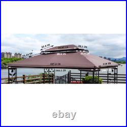 13x10 Ft Patio Double Roof Gazebo Replacement Canopy Top Fabric, Brown