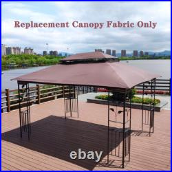 13x10 Ft Patio Double Roof Gazebo Replacement Canopy Top Fabric, Brown
