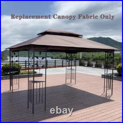 13x10 Ft Patio Double Roof Gazebo Replacement Canopy Top Fabric, Brown