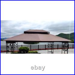 13x10 Ft Patio Double Roof Gazebo Replacement Canopy Top Fabric, Brown