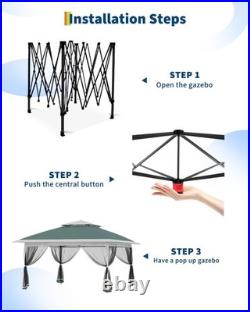 13x13 FT Pop-Up Hardtop Gazebo withMosquito Netting, Double Roof for Party 7 COLORS