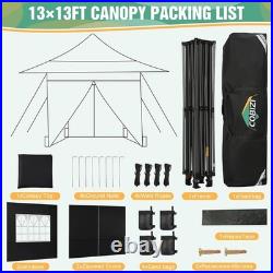 13x13 Heavy Duty Pop Up Canopy with 4 Sidewalls, Commercial Outdoor Party Tent