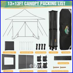 13x13FT Heavy Duty Pop Up Canopy with 4 Sidewalls, Commercial Outdoor Party Tent