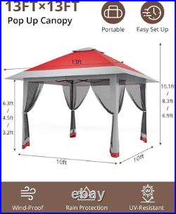 13x13FT Pop Up Gazebo, Canopy Tent with Carry Bag, Mesh Cover, Height Adjustable