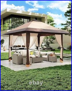 13x13FT Pop Up Gazebo, Height Adjustable Canopy Tent with Carry Bag, Mesh Cover