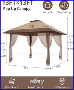 13x13FT Pop Up Gazebo, Height Adjustable Canopy Tent with Carry Bag, Mesh Cover