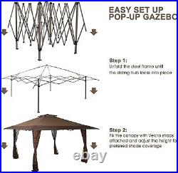 13x13ft Outdoor Canopy Pop-up Patio Gazebo Awning Heavy Duty Sunshade Shelter