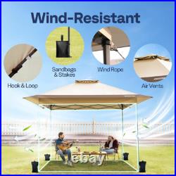 13x13ft Pop Up Canopy Tent One Push Setup Heavy Duty with Wheel Carry Bag Sandbags