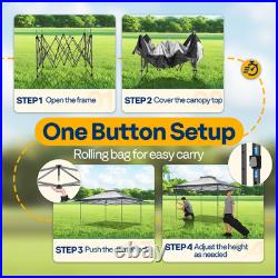 13x13ft Pop Up Gazebo Instant Canopy Tent One Push Heavy Duty with Wheels Gray