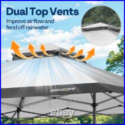 13x13ft Pop Up Gazebo Instant Canopy Tent One Push Heavy Duty with Wheels Gray