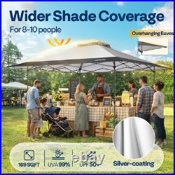 13x13ft Pop Up Gazebo Instant Canopy Tent One Push Heavy Duty with Wheels Gray