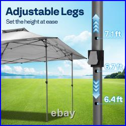 13x13ft Pop Up Gazebo Instant Canopy Tent One Push Heavy Duty with Wheels Gray