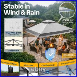 13x13ft Pop Up Gazebo Instant Canopy Tent One Push Heavy Duty with Wheels Gray