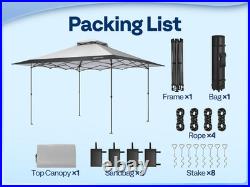 13x13ft Pop Up Gazebo Instant Canopy Tent One Push Heavy Duty with Wheels Gray