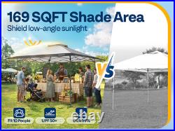 13x13ft Pop Up Gazebo Instant Canopy Tent One Push Heavy Duty with Wheels Gray