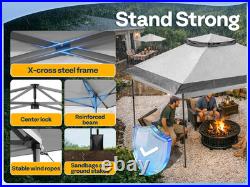 13x13ft Pop Up Gazebo Instant Canopy Tent One Push Heavy Duty with Wheels Gray