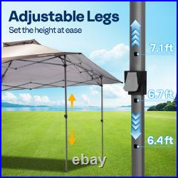 13x13ft Pop Up Gazebo with Mosquito Netting Instant Canopy Tent 2 Tier Roof Beige