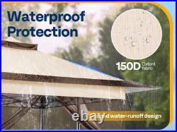 13x13ft Pop Up Gazebo with Mosquito Netting Instant Canopy Tent 2 Tier Roof Beige