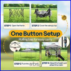 13x13ft Pop Up Gazebo with Mosquito Netting Instant Canopy Tent 2 Tier Roof Gray
