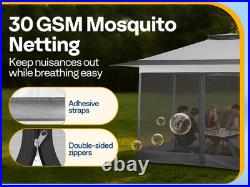 13x13ft Pop Up Gazebo with Mosquito Netting Instant Canopy Tent 2 Tier Roof Gray