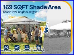 13x13ft Pop Up Gazebo with Mosquito Netting Instant Canopy Tent 2 Tier Roof Gray