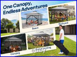 13x13ft Pop Up Gazebo with Mosquito Netting Instant Canopy Tent 2 Tier Roof Gray