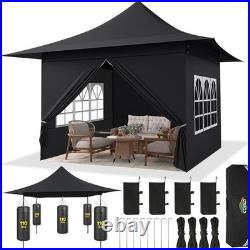 13x13ft Pop up Canopy Heavy Duty Waterproof Extending Eaves Tent with Sidewalls