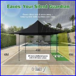 13x13ft Pop up Canopy Heavy Duty Waterproof Extending Eaves Tent with Sidewalls