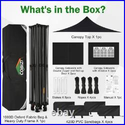 13x13ft Pop up Canopy Heavy Duty Waterproof Extending Eaves Tent with Sidewalls
