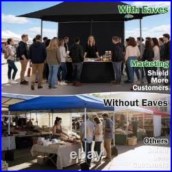 13x13ft Pop up Canopy Heavy Duty Waterproof Extending Eaves Tent with Sidewalls