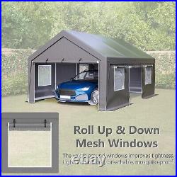 13x20 Heavy Duty Steel Carport Storage Canopy Garage Tent with Removable Sidewalls