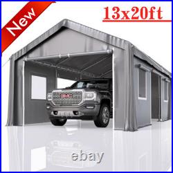 13x20 ft Heavy Duty Carport Canopy Tent Garage Shelter with Roll-Up Door Windows