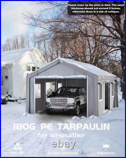13x20 ft Heavy Duty Carport Canopy Tent Garage Shelter with Roll-Up Door Windows