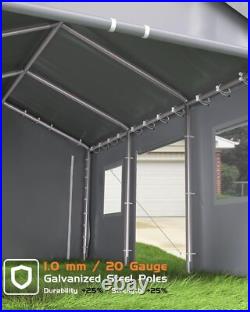 13x20 ft Heavy Duty Carport Canopy Tent Garage Shelter with Roll-Up Door Windows