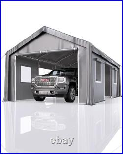 13x20 ft Heavy Duty Carport Canopy Tent Garage Shelter with Roll-Up Door Windows