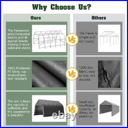 13x20 ft Outdoor Carports Heavy Duty Car Canopy Garage Galvanized Frame Canopy