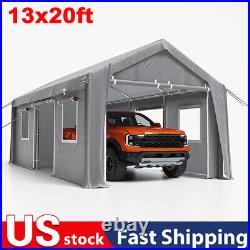 13x20ft Carport Car Canopy Heavy Duty Garage Shed Party Tent with 4 Roll-Up Doors