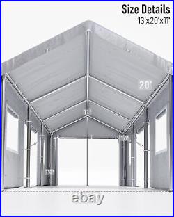 13x20ft Carport Car Canopy Heavy Duty Garage Shed Party Tent with 4 Roll-Up Doors