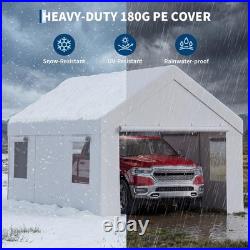13x25x10 FT Carport Canopy Car Port With 4 Mesh Windows & Roll-Up Door Heavy Duty