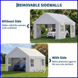 13x25x10 FT Carport Canopy Car Port With 4 Mesh Windows & Roll-Up Door Heavy Duty